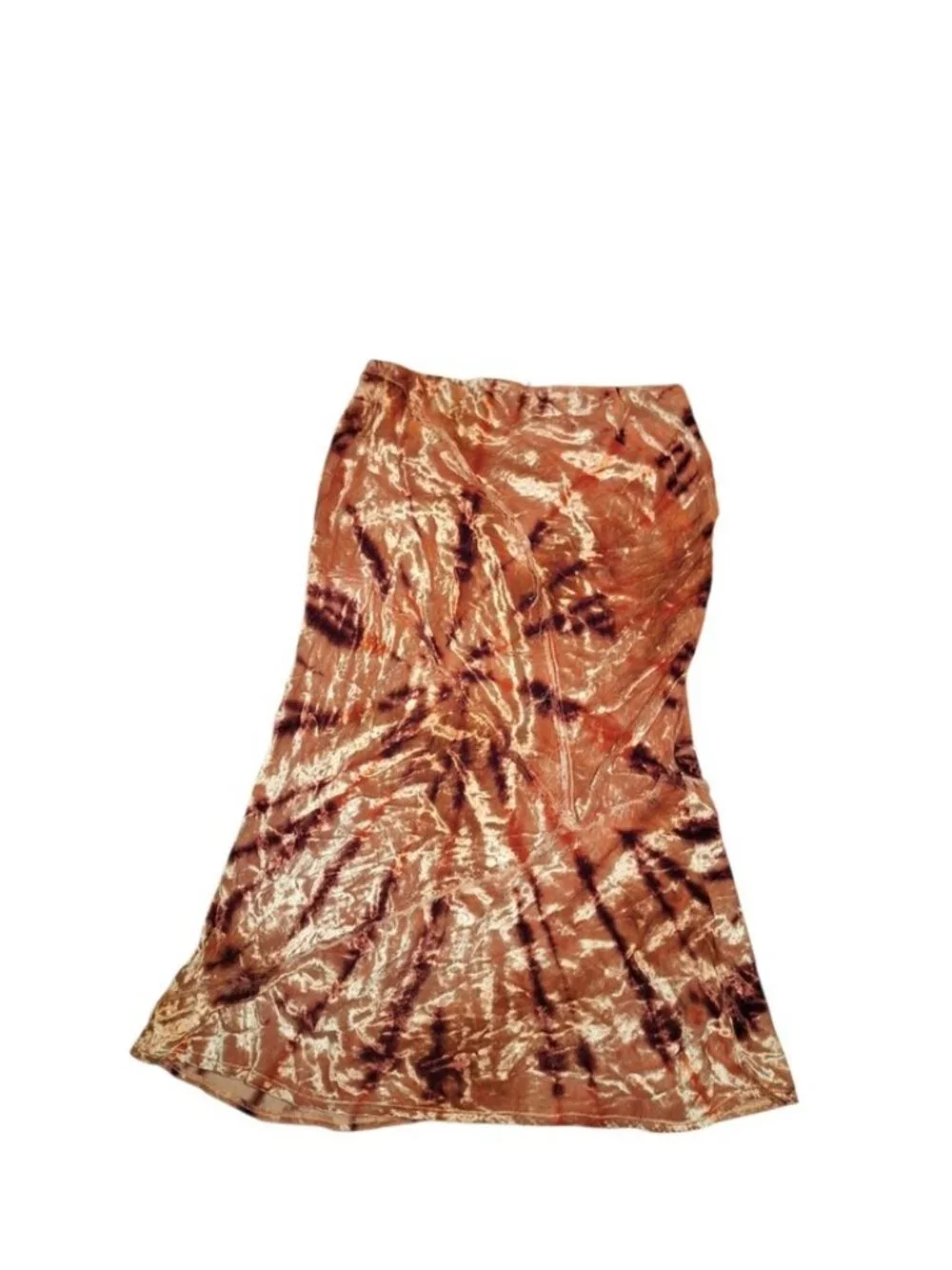 Free People Get Your Love Tie Dye Maxi Skirt Orange Velvet BURGUNDY MERMAID XL